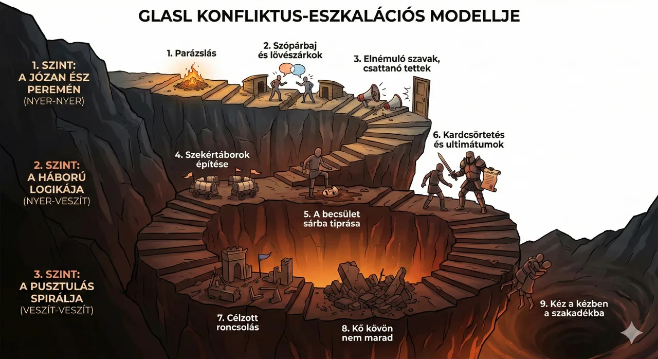 Glasl konfliktusmodellje - Lefelé a lejtőn
